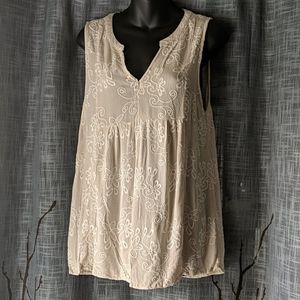 Altar'd State Ivory Cream Embroidered Tank Top G34